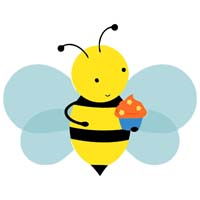 Blue winged bee eating poster